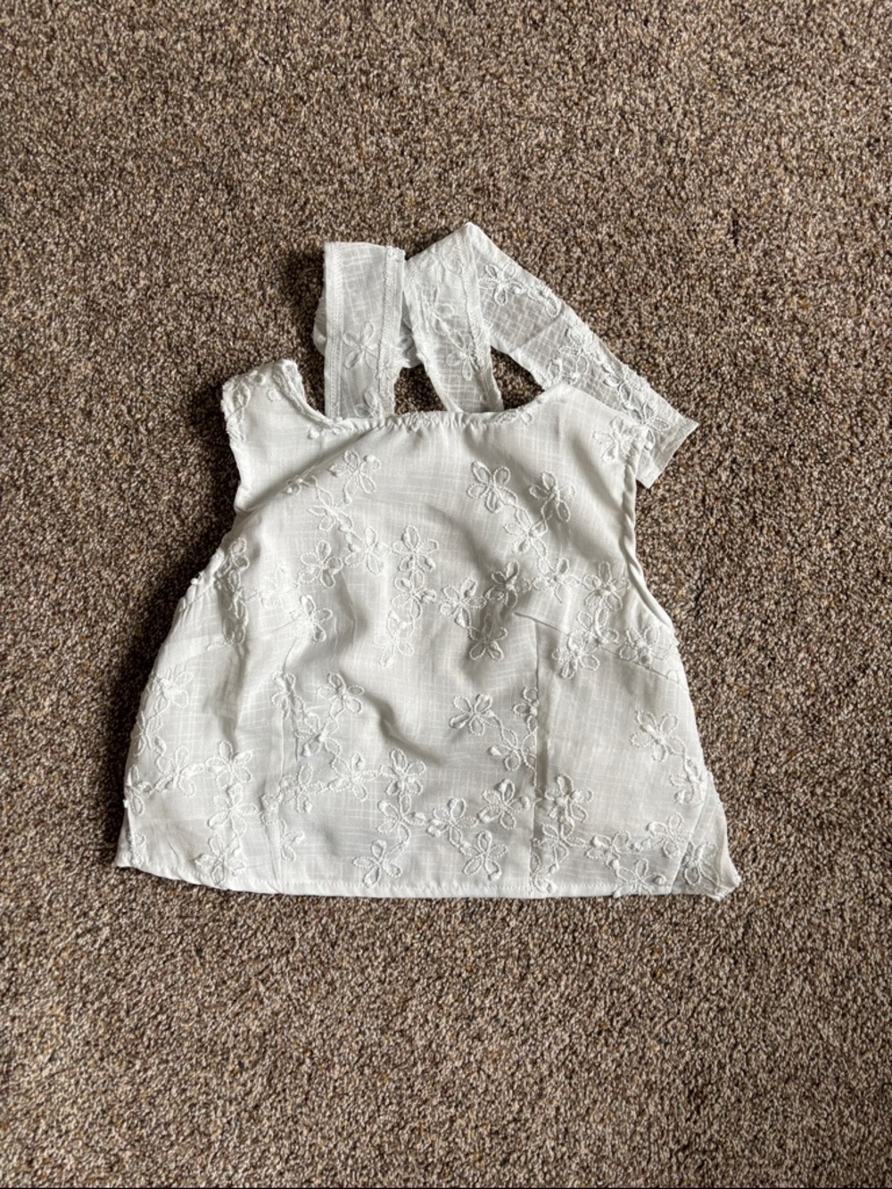 White Floral Eyelet Sleeveless Top